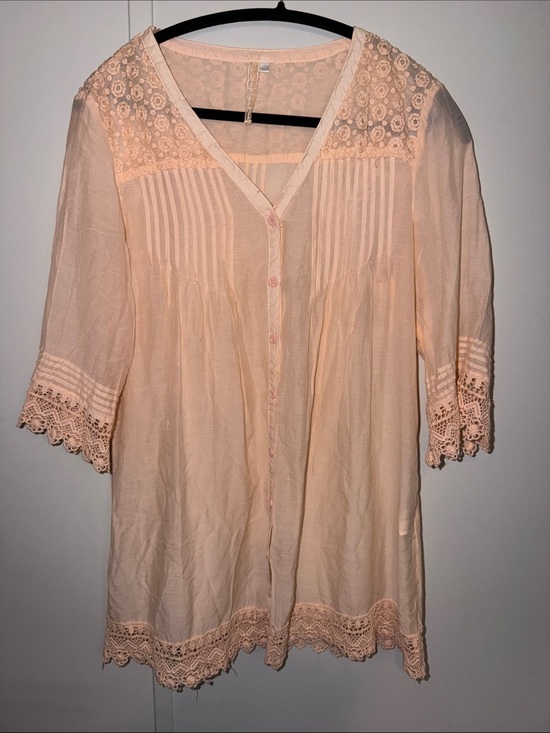 Laklook Other - Peach Crochet-Trim Women’s Swim Coverup